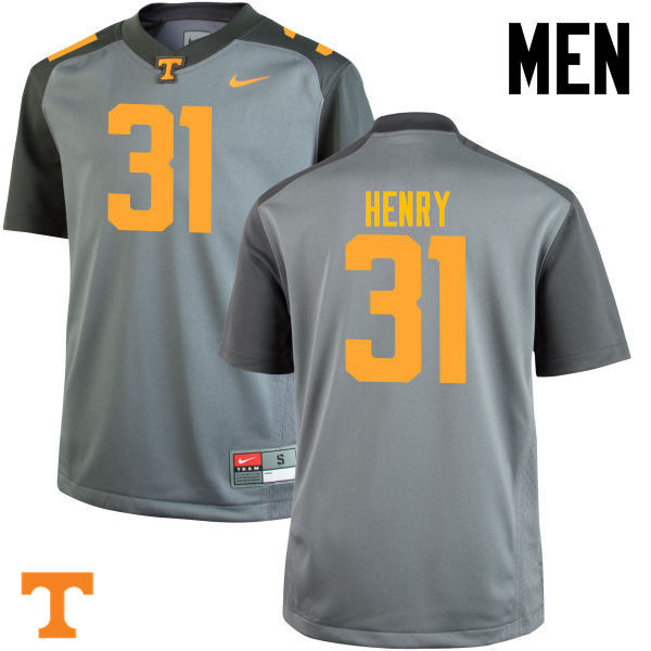 Men #31 Parker Henry Tennessee Volunteers College Football Jerseys-Gray